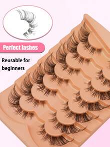 7 Pairs Of Natural Long False Eyelashes Soft And Fluffy Eyelashes Natural Look Corner Elongation Effect Eyelash Extension Tool Reusable For Beginners