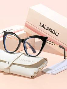 LALAMOLI 猫眼无度数眼镜，镂空镜腿设计，日常佩戴，配精美包装，适合作为礼物 - 彩色 - 查看 3