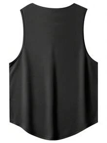 肌肉男健身无袖运动背心，适合举重、跑步、马拉松等运动，弧形下摆印花，也适合休闲外出和篮球运动。