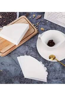 40 片咖啡过滤器，V 型咖啡滤纸，咖啡纸质过滤器，一次性咖啡茶过滤器，适用于手冲咖啡和滴滤咖啡机