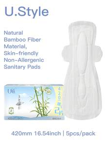 U.Style Sanitary Pads For Women Porous Bamboo Fiber, Refreshing Soft Surface Extra Heavy Absorbency Sanitary Napkins With Wings