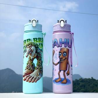 One Piece Sports Outdoor Cute Portable Water Bottle Large Capacity With Scale To Keep Water For Camping Exercise Cup