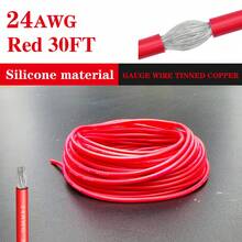 24 AWG 1 And 2pcs -Duty Silicone Wire Hook Up Cables -High-Temperature Resistant, Tinned Copper, Black And Red Perfect For DIY Applications Low Voltage Cord In Wall Audio Speaker Wire Cable Speaker Wire Cable Stereo, Car Or Home Theater