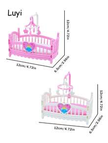 Mini Furniture Bedroom Micro Model Rocking Bed, Fence, Baby Stroller, Swing, Wooden Horse Decor (Bedside Bell Color Random), Dollhouse Accessories, Suitable For Decorating Toy House And Mini Miniature Scenes - Multicolor - View 9