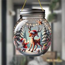 Christmas Ornament 2D Acrylic Deer Jar Hanging Decorations For Tree Wall Door Holiday Party Supplies
