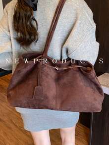 Bolso de mano de alta calidad para mujer, nuevo diseño de otoño/invierno, gran capacidad, bolso de mano y de hombro para ir al trabajo y viajar - Café - Ver 7