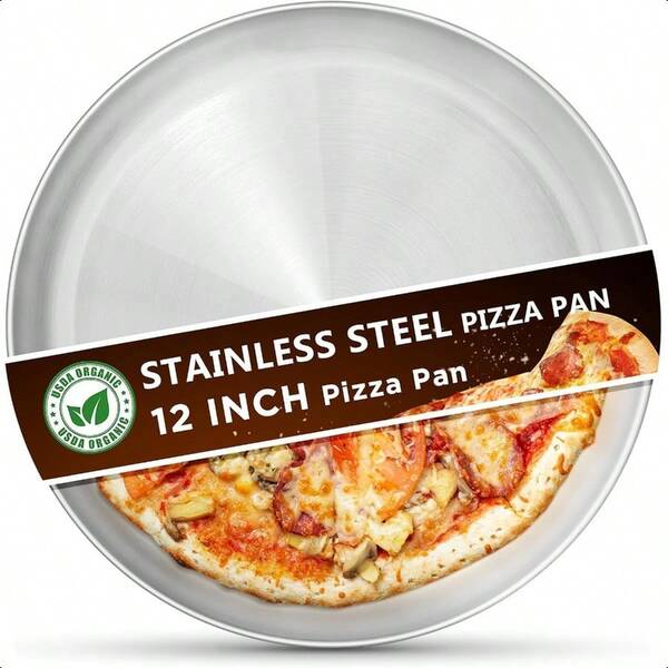 Stainless Steel Pizza Pans 12 Inch PizzaPan For Oven Steel Pizza Tray Round Pizza Plate Set Of 1