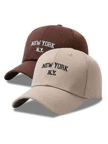 2pcs Embroidered Unisex Baseball Cap, Suitable For Fishing, Parties, Golf, Country Birthday, Vintage, Khaki + Coffee Color - Multicolor 1 - View 10