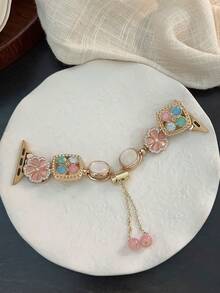 1条表带，男女通用。女士方形彩色水晶纽扣式表带，兼容 38mm、40mm、41mm、42mm、45mm、46mm、49mm以及Series 11/10/9/8/7/6/5/4/3/2/1/SE/Ultra1/2/3a。可调节表带，情人节礼物（仅含表带） - 金色 - 查看 7
