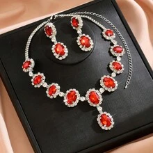 1 SET Of Elegant And Light Luxury Jewelry, A Two-Piece Set Of Engagement And Wedding Banquet Evening Dress Accessories, A Beautiful Gift For Your Girlfriend - màu xanh lá - Xem 2