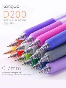 Languo 90 Colors Acrylic Paint Gel Pen Set - Professional Layering Art Markers For Students, 0.7mm Fine Tip DIY Drawing Pens For Glass/Paper/Wood/Blackboard/Tumblers/Plastic, Great For Study Notes And Crafts - Multicolor - View 7