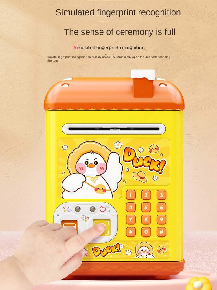 Various Styles And Colors Available, Piggy Bank With ATM Box Design, Password And Fingerprint Unlock, Coin Storage, Music/Sound/Voice Prompt, Manual Paper Roll, Handheld, Educational Toy, Suitable For Children 3+ Years Old, Parent-Child Interaction, Random Accessories (Batteries Not Included), Children Safety Certified - Multicolor - View 4