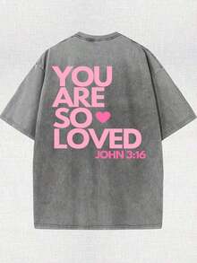 2026 Summer TopsYou Are A Love Printed Retro Washed T-Shirt, 230G Retro Street Style. Simple And Versatile, Pure Cotton Is Of High Quality, Novel And Fashionable, And It Is A Must-Have Fashion T-Shirt For Spring And Summer.Loose And Comfortableshirt - 綠色 - 查看 7