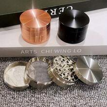 2inch Metal Black Herb Grinder Zinc Alloy Crusher 4 Layers Mortar Metal Mill Manual Pestle Tobacco Grass Grinder Cigarette Cigar Tools Smoking Accessories Gift - 2.0inch - View 1