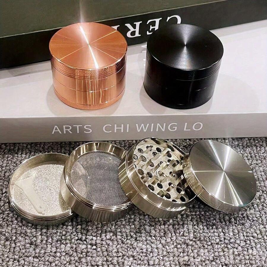 2inch Metal Black Herb Grinder Zinc Alloy Crusher 4 Layers Mortar Metal Mill Manual Pestle Tobacco Grass Grinder Cigarette Cigar Tools Smoking Accessories Gift - 2.0inch - View 1