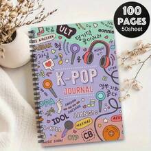 1pc K-Pop Spiral Notebook - Vibrant K-Drama Design With Headphone & Music Elements, 100 Pages, Suitable For Travel, Work, School Or As A Perfect Gift For Fans, Colleagues, Friends And Sisters, Ideal K-Pop Fan Gift
