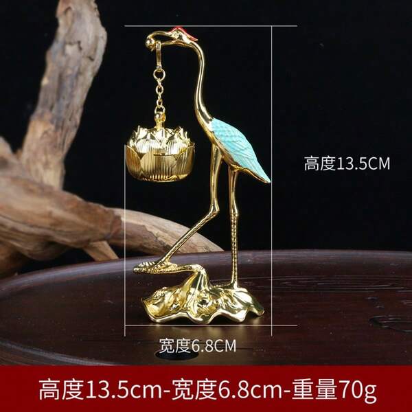 1pc Retro Lotus And Crane Shaped Magic Lamp Incense Burner, Vintage Design Home Decor Lamp, Handmade - Multifunctional, Compact And Exquisite, Antique Style Home Decor, Candlestick Gift, Art Decoration, Suitable For Spas, Yoga, Meditation, Studies, Offices, Living Rooms, Bedrooms, Coffee Tables, Court Style Gifts, Birthday And Graduation Gifts