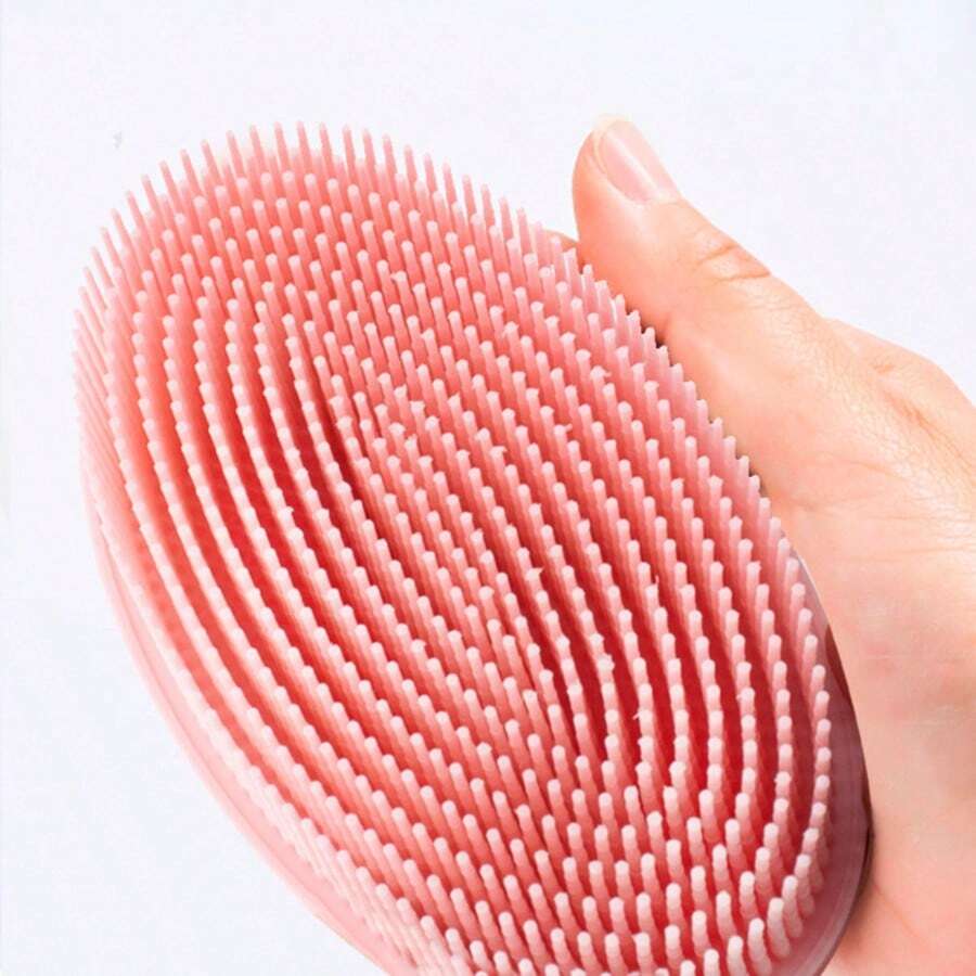 1pc Short Handle Body Brush Set, Double-Sided Exfoliating And Massage, Soft Bristles, Rich Lather - Easy-To-Clean & Hang Dry Design, Unscented, No Battery Needed Dry Body Brush, Exfoliating Body Scrubber, Natural Bristles For Dry Skin - Pink - View 1