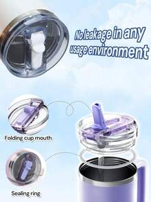 Compatible With Stanley Cup Accessories 40 Oz Tumbler Flip Straw Lid Replacement Fit For , Leak Proof For Lid Replacement Spill Proof Reusable Tumbler Cover Compatible With 40oz Cup Accessories White Black Beige Blue Pink - Multicolor - View 2