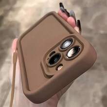 1个阶梯形边框多巴胺硅胶腕带手机壳，兼容苹果12/13 Pro Max，全包防震保护套，简约设计，可爱卡通风格，完美保护您的手机，兼容荣耀X7/三星Galaxy A56 5G/Infinix Smart 8/Infinix Hot 40i/Transsion Spark 20/Spark 20C/Spark Go 2024/红米Note 14 5G/摩托罗拉Moto E22/E22i/OPPO A54，国际版，非国内版 - 咖色 - 查看 1