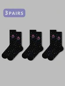 1/2/3 双女士十二生肖袜、白袜、黑袜、中筒袜、艺术袜、运动袜、时尚袜、女童袜、中筒袜、简约袜、休闲袜、适合日常穿着、秋季 - 彩色 - 查看 62