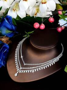 1 套浪漫方晶锆石流苏首饰套装，适合作为情人节礼物送给女士 - 查看 9