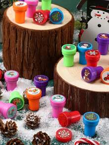 10/24 Pezzi Timbri Natalizi Assortiti Autoinchiostranti, Timbri di Babbo Natale e Alberi di Natale per Feste di Natale, Regali di Capodanno, Premi di Gioco, Forniture per Feste