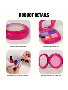 Unicorn Theme Children's Pretend Play Makeup Set, Children's Realistic Makeup Toy Set, Unicorn Theme Gift, Pretend Play Toy Set, Suitable For Little Girls, Halloween/Thanksgiving/Christmas Gift - Multicolor - View 9