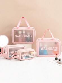 1pc Large Capacity Transparent PVC Travel Cosmetic Bag, Portable Waterproof Toiletry Organizer For Students, Business Trip Travel Essentials Holiday Vacation Bag For School Makeup Bag Cruise Essentials Toiletry Bag For Women