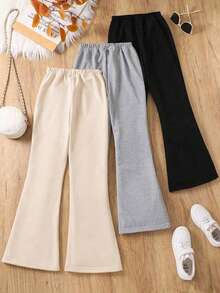 3件套青少年女童休闲松紧腰喇叭腿运动裤 - 彩色 - 查看 2