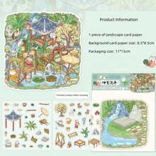 1 peça/6 peças Adesivos Criativos de Paisagem 3D, Decalques de Cena Temática