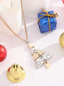 1pc Christmas Tree Decor Jewelry, Creative Cute Christmas Tree Pendant Necklace, Women's Christmas Necklace, Suitable For Women To Wear And Gift For Christmas