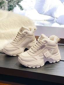 Zapatos de invierno para mujer, ligeros y cómodos, con diseño delicado y forro térmico, suela gruesa y cálida, zapatillas casuales de caña alta para mujer