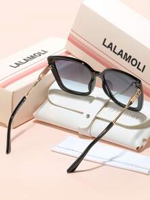 LALAMOLI LALAMOLI quadratische Oversized Vollrand Modebrillen mit dekorativen Bügeln, Outdoor Strand Urlaubsgeschenk