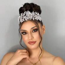 1 Stück Silber Kristall Haarschmuck für Frauen, handgefertigtes Perlen Blumen Haarband Haaraccessoire, geeignet für Hochzeit, Verlobung, Abschlussball