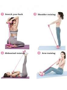 一根四管/六管弹力瑜伽阻力带，多功能拉力绳，带手柄的健身阻力带，适用于腹部、腰部、手臂和腿部训练，多功能踏板助推器，辅助仰卧起坐，开放式肩部设计，瑜伽、健身、训练器材，弹力管。 - 紫色 - 查看 3