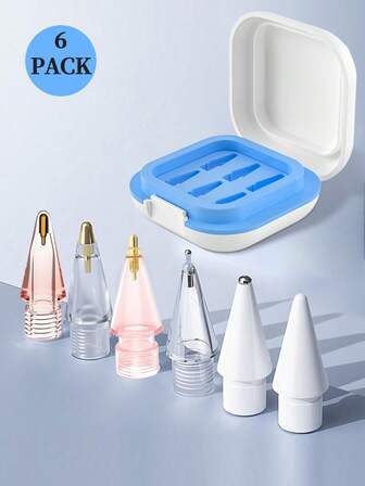 Apple Pencil Tips, Upgraded 6 Pack Replacement Pencil Tips With Case, No Wear Out Fine Point Precise Control Metal Pencil Nibs Compatible With Apple Pencil 1st Gen/2nd Gen/USB C/IPad Pro Pencil