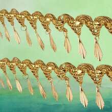 Dây ruy băng ren dệt màu vàng ánh kim dài 50cm, có tua rua và đính sequin, thích hợp cho biểu diễn sân khấu, may vest, váy cưới, trang trí. - nhiều màu - Xem 8