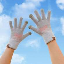 1 par de guantes de punto gruesos y cálidos con diseño de pata de gato, aptos para ciclismo y uso en pantallas táctiles