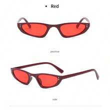 Women's Retro Slim Rectangle Sunglasses, Small Vintage Fashion Eyewear For Streetwear, Outdoor Party Outfits, Summer Glam Essentials, City Cool Outfits, Business Casual Outfits, Everyday Wardrobe Staples And Modern Lifestyle - 紫紅色 - 查看 3