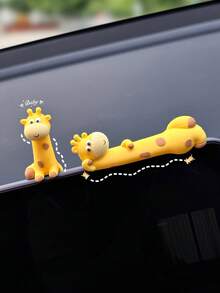 1pc Car Ornament - Cute And Soothing Giraffe Dashboard Screen Doll Rearview Mirror Display Decor, Adorable Interior Car Decoration - one-size - View 4