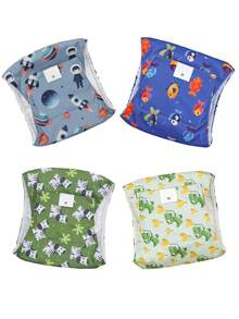 1件卡通印花可水洗可重复使用男狗尿布腹带 - 彩色 - 查看 3