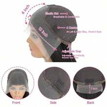 250% Density Natural Body Wave Texture, Breathable Lace Base With Body Wave 13x4 HD Lace Frontal Human Hair Wig - Pre-Plucked Unprocessed Virgin Hair 13x4 HD Lace Frontal & Pre-Plucked Hairline For Seamless Blend, Comfortable & Durable Wig For Women - Natural Black - 查看 6