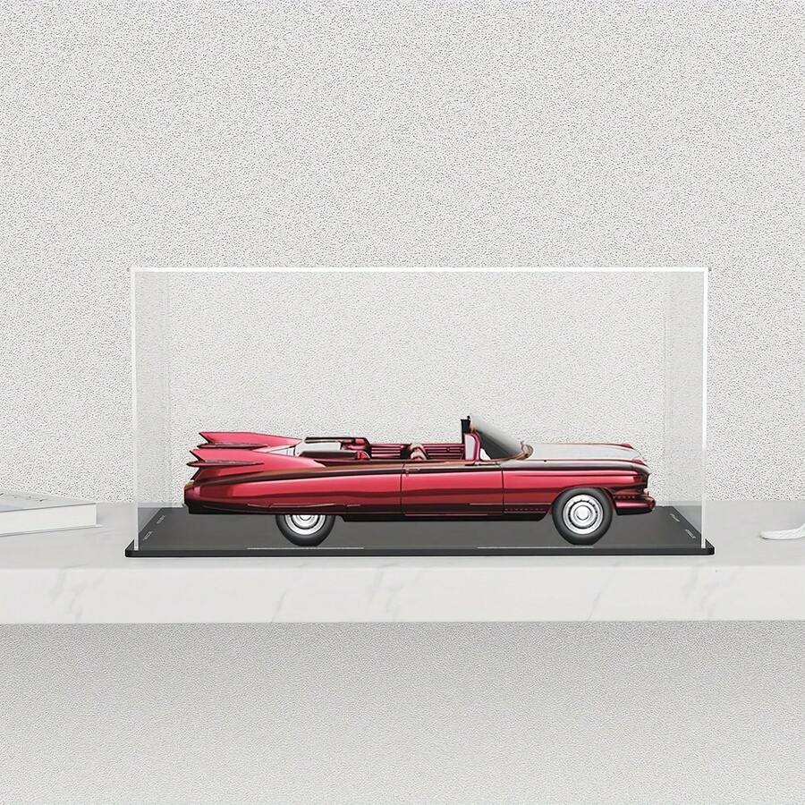 1 个大尺寸透明亚克力展示盒,多种尺寸,塑料组装防尘展示盒,带哑光黑色底座,适用于人物模型、汽车模型、积木、收藏品、雕像、模型 - 黑底透明 - 查看 1