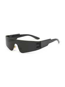 feye 1pc Women's Frameless Punk Hip Hop Cool Y2K Fashion Fashion Glasses, Suitable For Daily Use, Summer Vacation, Street Party, Festival Essential Accessory - 黑色 - 查看 5