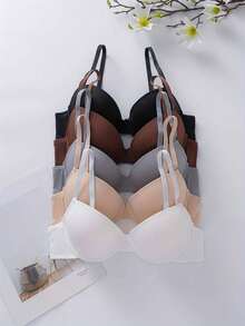 Conjunto de 5 sujetadores de unicolor con aros para mujer - Multicolor - Ver 3