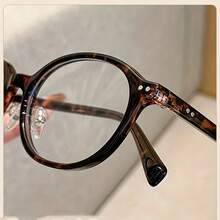 Oval Fashion Non-Prescription Glasses TR Frame Unisex Decorative Eyeglass Frame Simple And Elegant - Cold Tea Color C4 - View 9