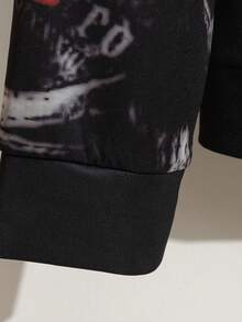Men's Skull & Rose Print Hoodie And Sweatpants Set - Gothic Style Casual Sportswear - 黑色 - 查看 4