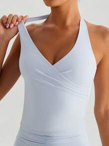 MASKERT Bộ đồ thể thao nữ, trang phục yoga, quần áo tập thể dục, áo tank top nữ, quần dài, đồ thể thao, đồ mặc nhà thoải mái, đồ tập luyện, mềm mại và thoải mái. - Màu xanh nhạt - Xem 5