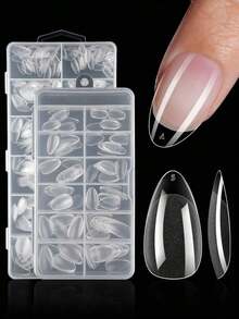 120/240/600Pcs Short Almond Nail Tips Soft Gel Clear Gelly Nail Tips Half Matte Full Cover Nail Tips Acrylic Pre-Filed Press On Fake Nail Tips For Nail Extension Home DIY Manicure Press On Nails Nail Supplies - 清除 2 - 查看 2